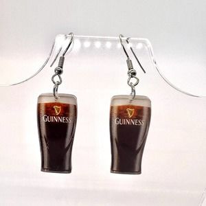 Guinness Glass Earrings - Alcohol Earrings - Beer Earrings - New Years Party